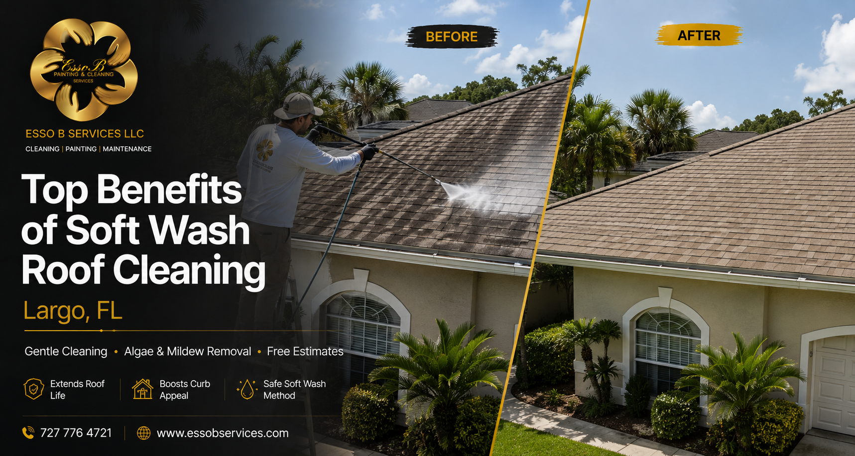 Top Benefits of Soft Wash Roof Cleaning
